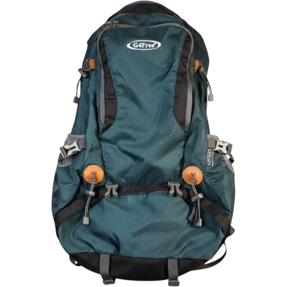 The G4 Free 50L Hiking Backpack Teal Rain Cover 21x16x7